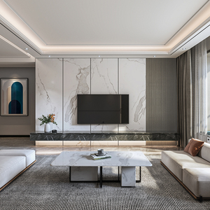 客厅电视背景墙木饰面板轻奢护墙板木格栅集成墙板装饰瓷砖影视墙