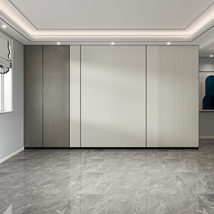 客厅电视背景墙岩板木饰面板轻奢护墙板木格栅现代简约瓷砖影视墙