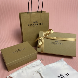 美国奥莱正品coach蔻驰包装礼品袋 防尘袋钱包盒子皮带盒子手提袋