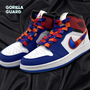 适配air jordan 1 mid白蓝红刺绣彩钩篮球鞋aj1鸳鸯彩色拼接鞋带