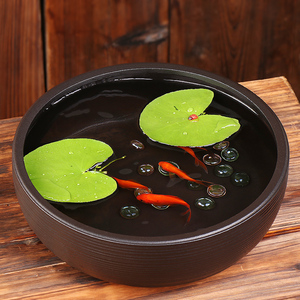 客厅小型陶瓷鱼缸桌面乌龟缸家用古法养金鱼缸睡莲水仙莲荷花盆缸