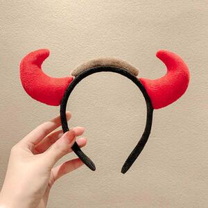 高端2童牛年牛气冲天发箍新儿牛角头箍款1元p旦表演成人喜庆新奢