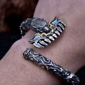 八齿钉耙手镯男霸手手工猪年本命年气镯纯银o猪九戒兵器上宝沁金