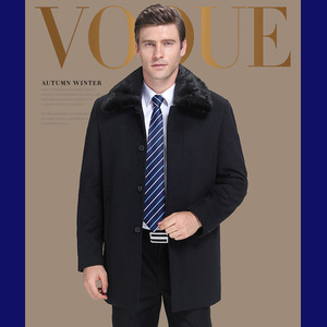 hla/海澜之家羊绒大衣男中长款加厚羊毛呢子外套中老年派克服男尼