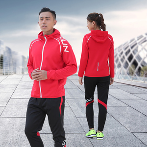 运动套装男秋冬季户外加绒跑步服女冬天夜晨跑团训练速干长袖服装