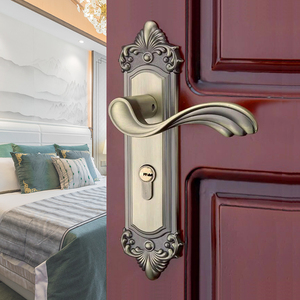 门锁室内卧室房间通用型静音实木门锁欧美式复古把手门锁换锁老式