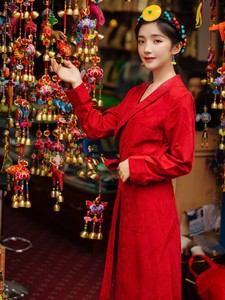 仙气-显气色红色复古西藏服女拉萨服春秋款藏装藏族服装女款博拉