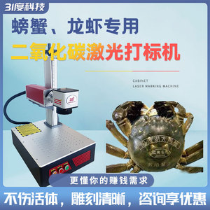 31度螃蟹激光雕刻机龙虾生鲜激光刻字机激光打标机激光镭射机