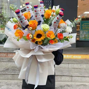 啤酒花束啤酒花束零食荔枝草莓diy手工材料包情人节生日礼物鲜花