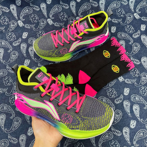 cmfy适配lining李宁驭帅13黑紫色熔点篮球鞋带半圆鞋带袜子套装潮