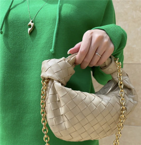 bv divani2022新品女士链条编织真皮打结手提包饺子包腋下晚会包