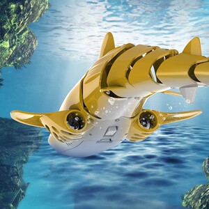 遥控鲨鱼可潜水网红遥控飞鱼遥控大白鲨灯光探照黑科技玩具仿真