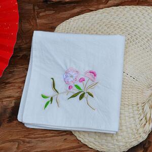 22春季新款双层国风手帕刺绣手绢海棠花文字刺字礼物礼品时尚潮款