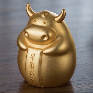 牛气冲天生肖牛 牛头小探 铜工艺品牛 纪念品新年贺岁礼物