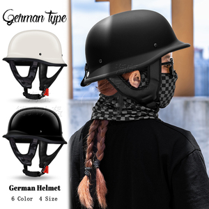 德国二战复古钢盔复古摩托车半盔头盔夏季巡航瓢盔电动机车安全帽