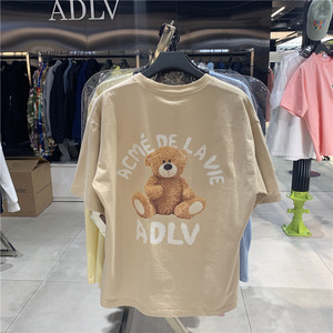 韩国潮牌ad02lvt恤短袖女宽松卡通小熊泰迪熊夏季百