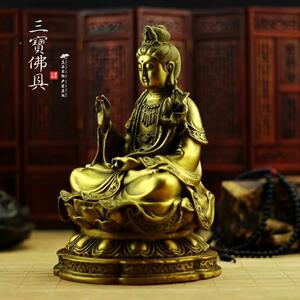 l佛具摆用品台湾祥狮纯铜佛像莲势花三大至菩萨西方圣铜佛像佛堂