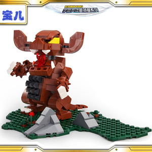 正版奥特曼乐高积木小颗粒怪兽哥莫拉大头公仔拼装益智力儿童玩具