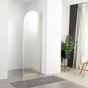 北欧简约创意入户客餐厅美容院长虹玻璃半圆弧形隔断屏风装饰窄墙