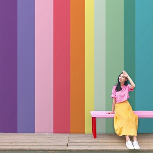 网红渐变色装饰彩虹直播间背景ins风莫兰迪色壁纸彩色服装店墙纸