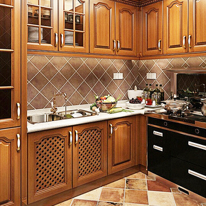 合肥整体橱柜定制红橡实木厨房装修新中式t厨房柜全屋定制