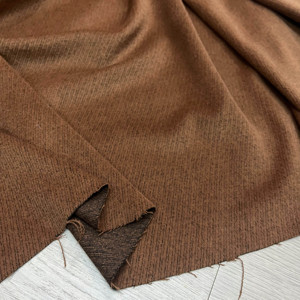 棕咖色竖条纹全毛面料柔挺休闲春秋裤装马甲裙装小西装大衣布料