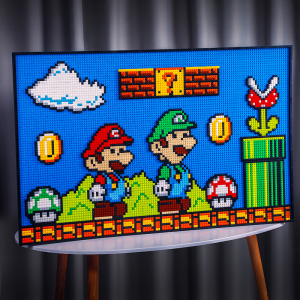 乐高马里奥益智拼装积木挂壁画diy手工像素画女孩礼物装饰摆件男