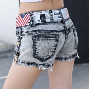 低腰女式牛仔短裤夏天紧身热裤弹力矮腰牛子短裤超短牛仔裤衩裤头