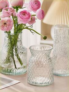 花盆水培玻璃花瓶摆件宿舍客厅轻奢插花高级感透明器皿假花仿真花