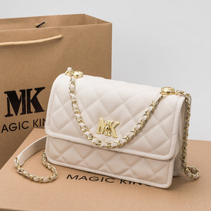 香港代购小mk经典菱格包真皮绗缝链条包时尚质感单肩斜挎包小方包