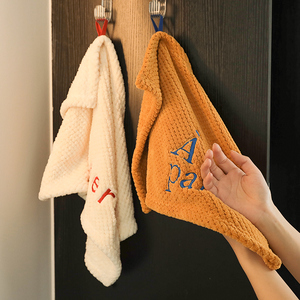 擦手巾毛巾挂式加厚大号不掉毛厨房家用卫生间超强吸水刺绣珊瑚绒