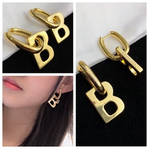 balenciaga/巴黎世家21新款金色双b耳钉女士吊坠欧美时尚休闲耳环