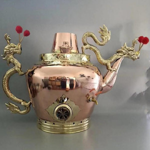 茶壶八宝茶油茶壶干果茶汤壶抛光超大容量煮做旧龙嘴大铜壶仿古.