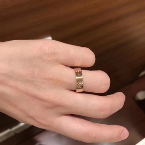 cartier/卡地亚螺丝钉戒指纯18k金镶钻满天星黑陶瓷钉子戒指