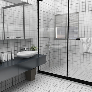 纯色黑白凹凸格子面包砖 300x600厨房卫生间墙砖 网红小白砖瓷片