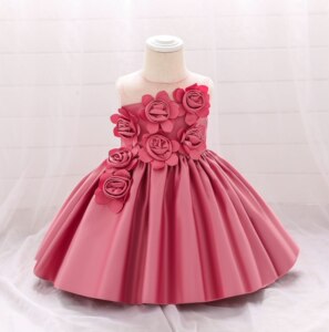 一周岁婴儿礼服女宝宝公主裙网纱抹胸立体花婚纱裙儿童连衣裙生日