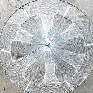纯手工制作大号圆形白色5孔渔网捕鱼圆网捕鱼笼捕虾笼虾网有结网
