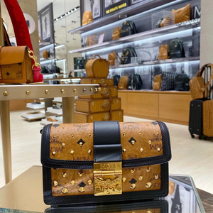 mcm新款studded visetos拼色铆钉链条邮差包单肩斜挎包女洛晟代购