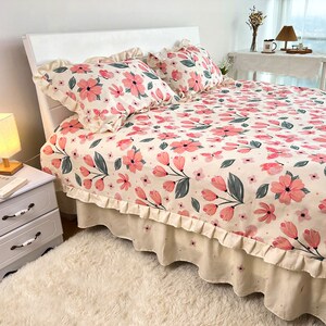 床盖款四件套寝室床上被褥枕头三件套被单夏季双人学生花边被套