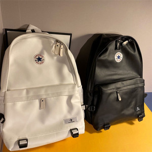 正品converse匡威双肩包男学生书包象牙白女校园防水皮面电脑背包