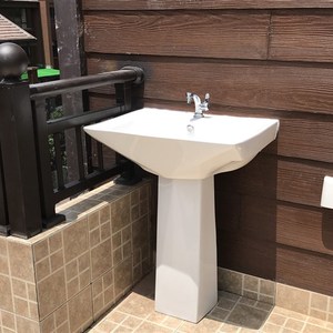 简约立柱生e洗手盆一体台盆陶瓷洗脸盆卫式间洗面盆式地落家用大