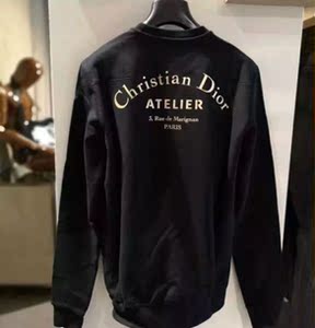 dior/迪奥卫衣男 黑色atelier烫金字母logo长袖女外套正品代购