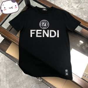 fendi 芬迪条纹字母双f徽章小恶魔眼睛 休闲短袖女t恤男半袖上衣