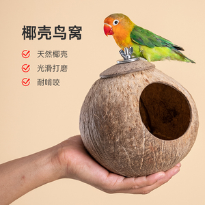 天然椰子壳鹦鹉鸟窝专用保温保暖小型繁殖窝鸟笼打磨椰壳防寒大号
