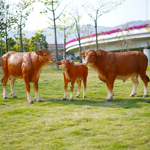 室外仿真黄牛雕塑大型玻璃钢动物火锅店装饰模型园林假牛景观摆件