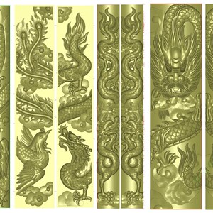 新品碑边龙柱凤柱盘龙柱精雕图墓碑边龙凤柱浮雕图新款石材精