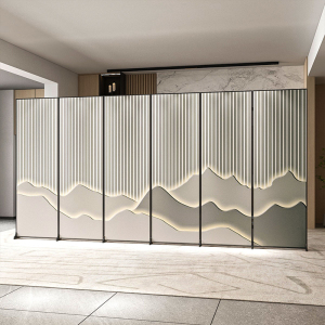 轻奢屏风折叠移动简约现代玄关铝合金隔断客厅酒店办公室遮挡装饰