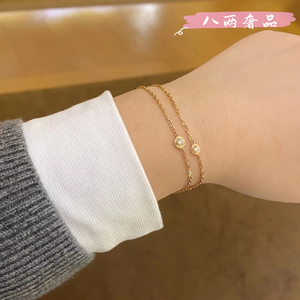 cartier/卡地亚diamants系列镶单钻手链18k金小号飞碟手环女手饰