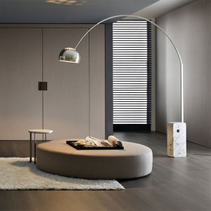 意大利arco客厅餐厅卧室书房沙发旁弧形大理石钓鱼立式落地灯