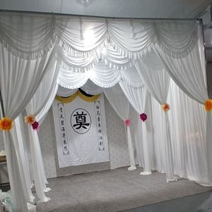 灵堂布置全套背景纱幔装饰白事殡葬门帘布幔丧事葬礼黑布白布装饰